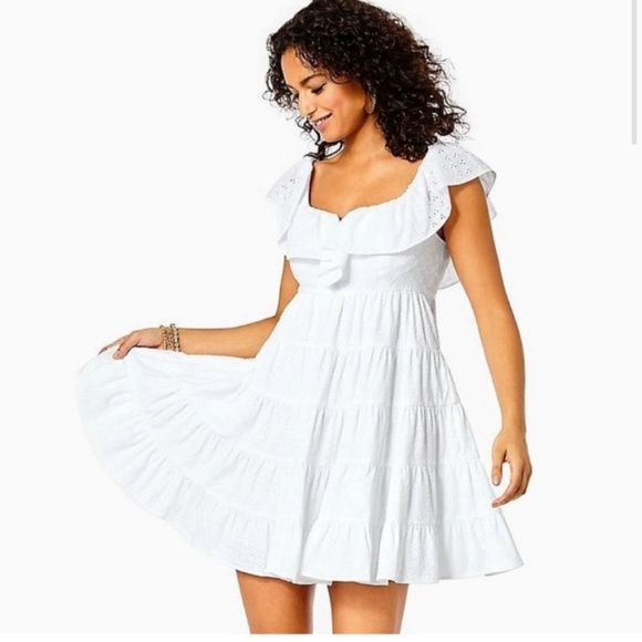 Lilly Pulitzer Emie Ditzy Vine Eyelet Dress Resort White Size 6 NEW - Picture 14 of 14